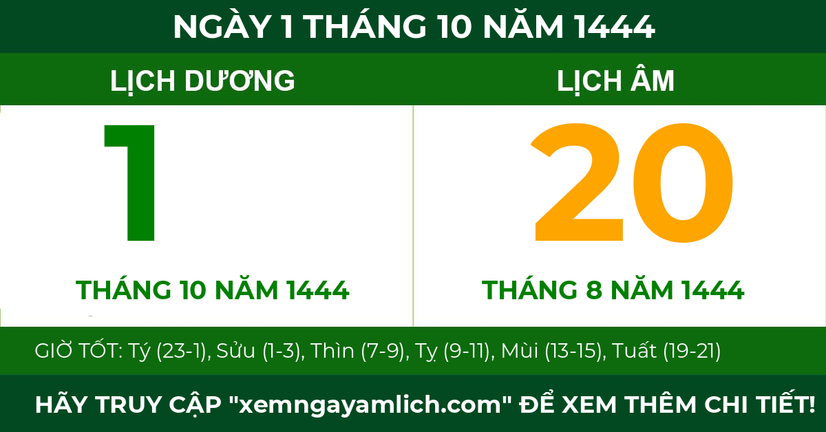 lịch âm ngày 1 tháng 10 năm 1444