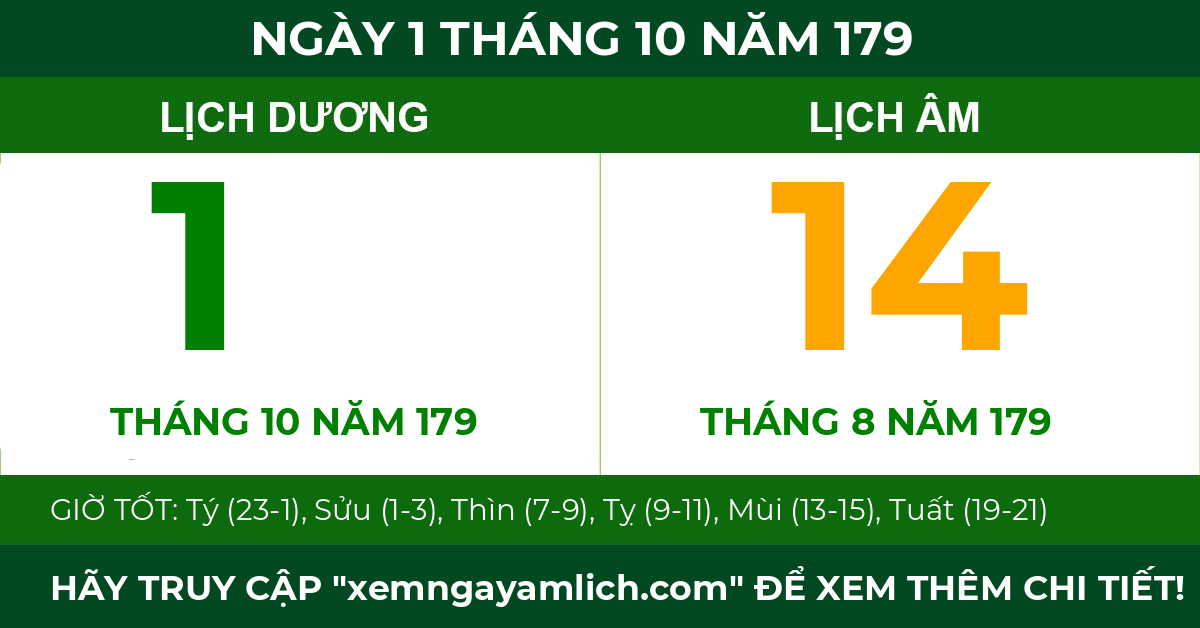 lịch âm ngày 1 tháng 10 năm 179