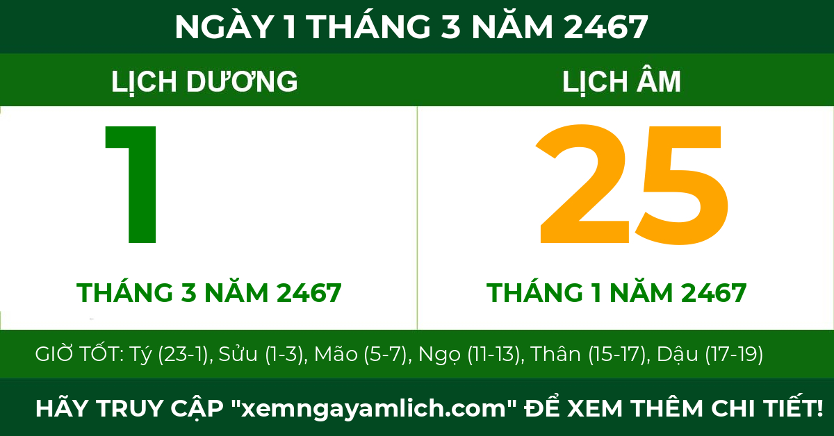 lịch âm ngày 1 tháng 3 năm 2467