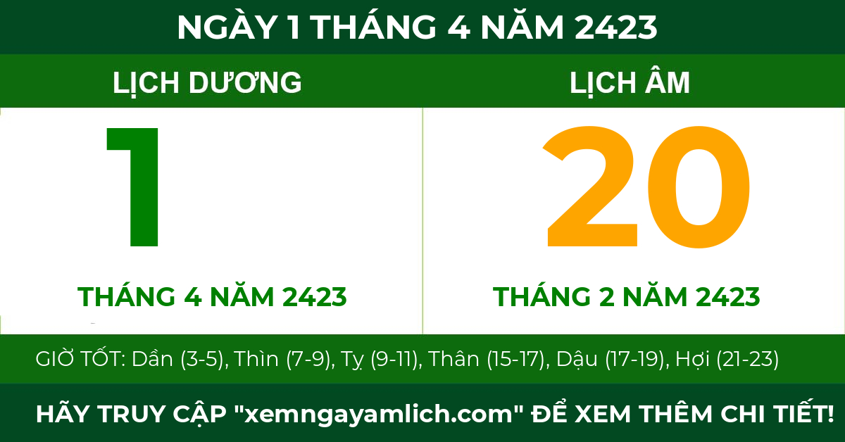 lịch âm ngày 1 tháng 4 năm 2423