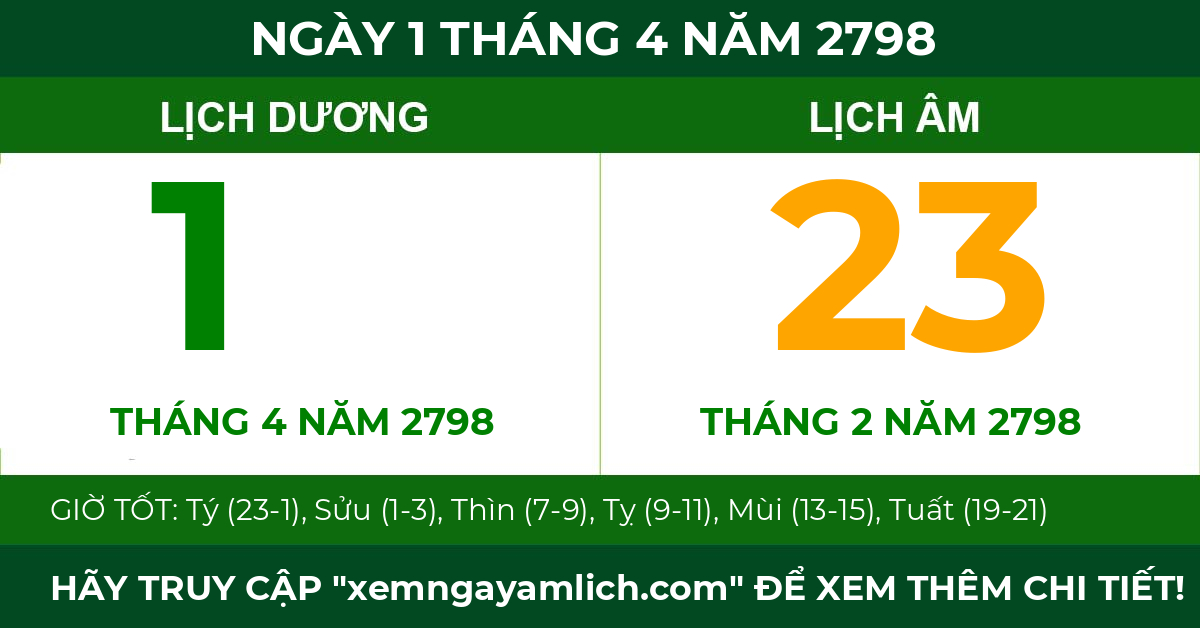 lịch âm ngày 1 tháng 4 năm 2798