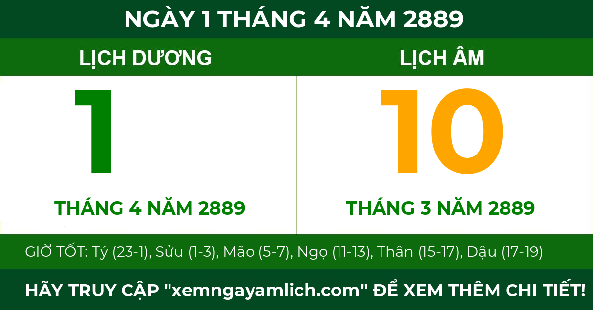 lịch âm ngày 1 tháng 4 năm 2889