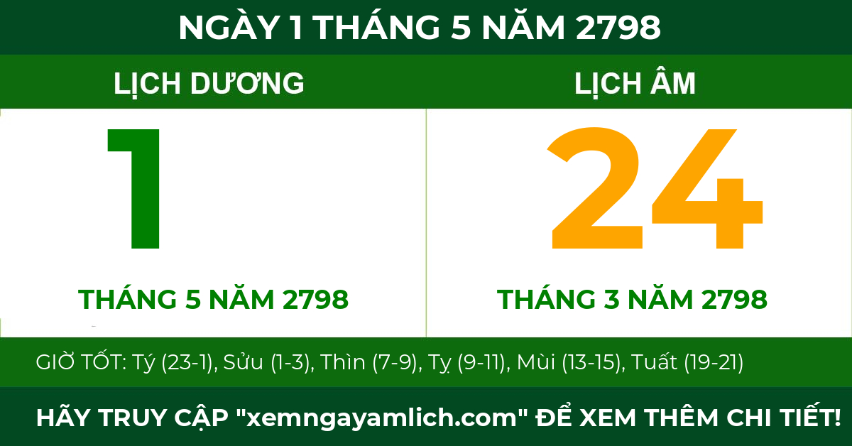 lịch âm ngày 1 tháng 5 năm 2798