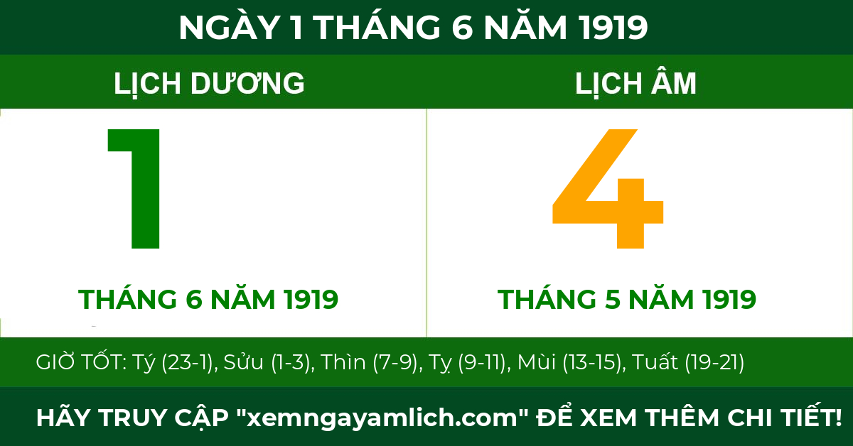 lịch âm ngày 1 tháng 6 năm 1919
