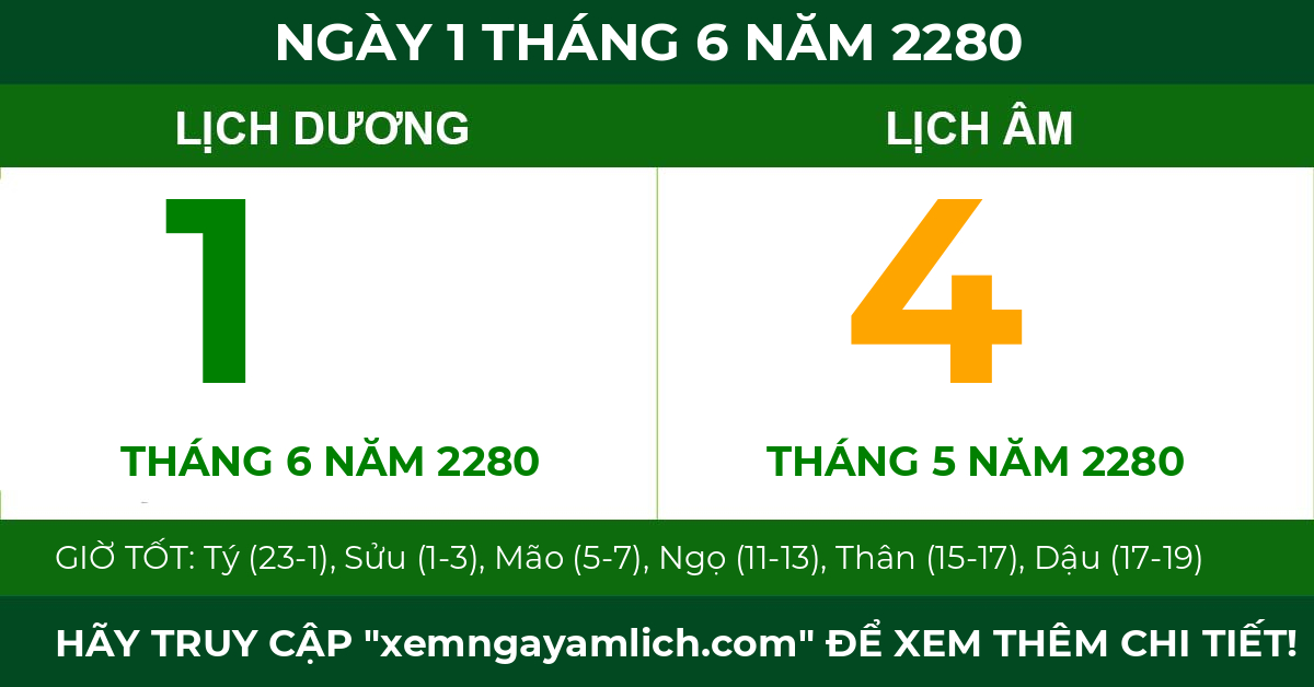 lịch âm ngày 1 tháng 6 năm 2280