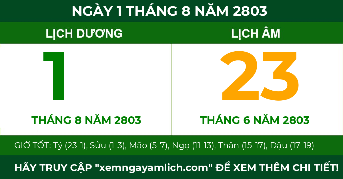 lịch âm ngày 1 tháng 8 năm 2803