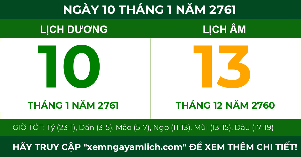 lịch âm ngày 10 tháng 1 năm 2761