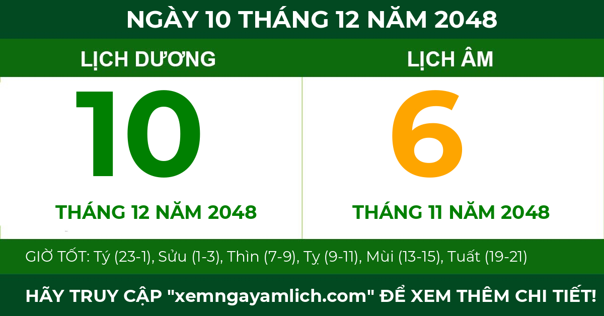 lịch âm ngày 10 tháng 12 năm 2048