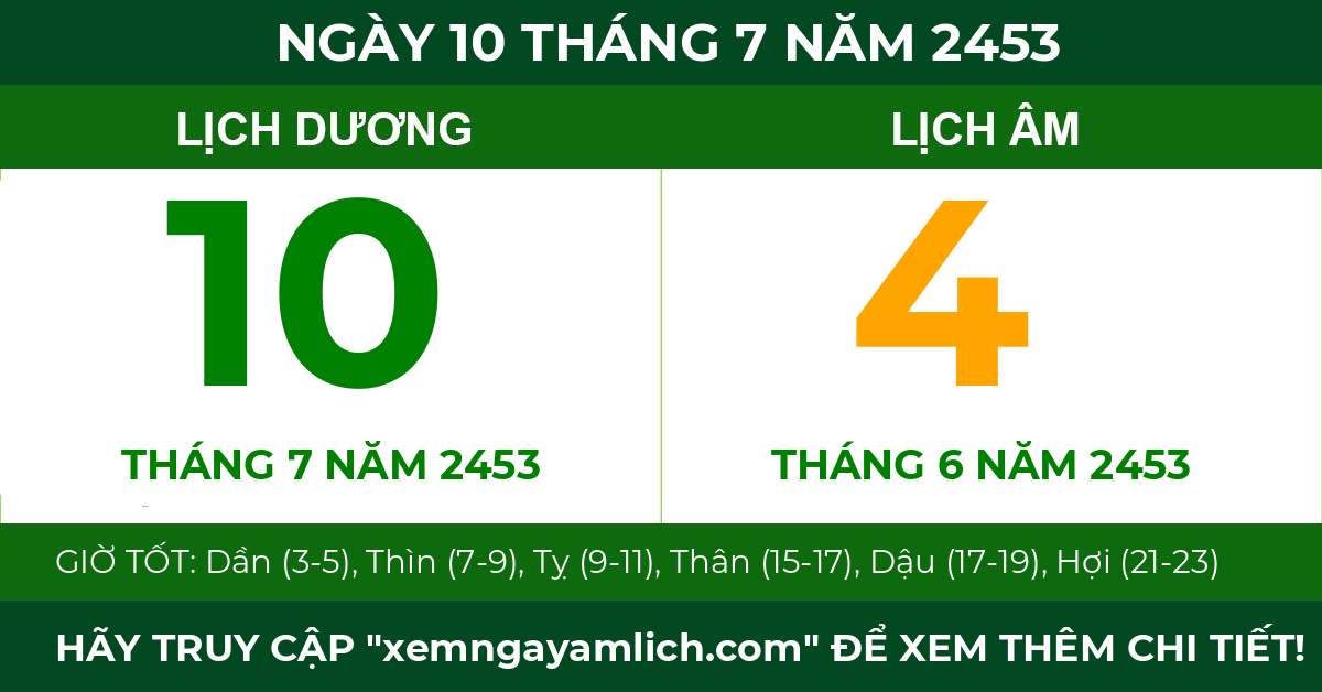 lịch âm ngày 10 tháng 7 năm 2453
