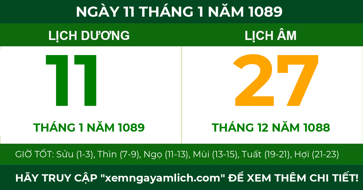 lịch âm ngày 11 tháng 1 năm 1089