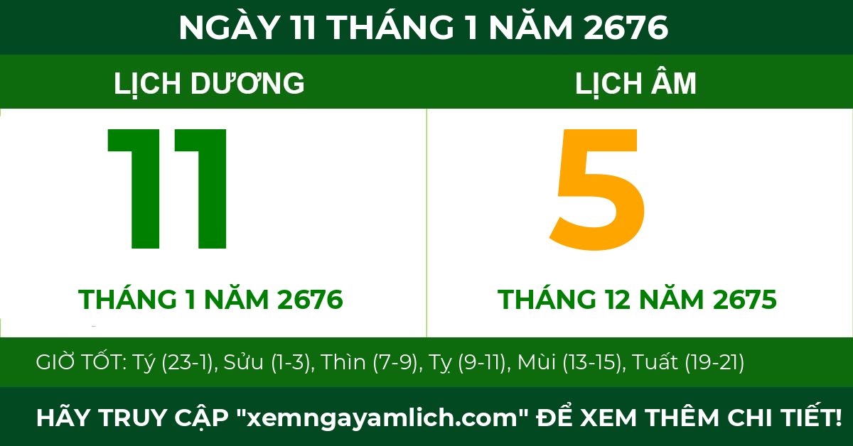 lịch âm ngày 11 tháng 1 năm 2676