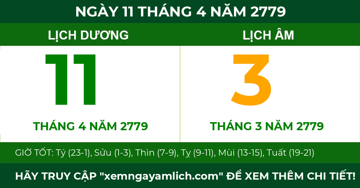 lịch âm ngày 11 tháng 4 năm 2779