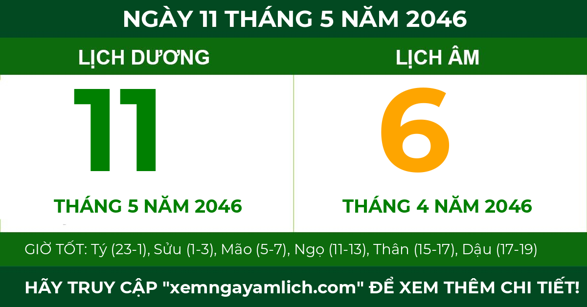 lịch âm ngày 11 tháng 5 năm 2046
