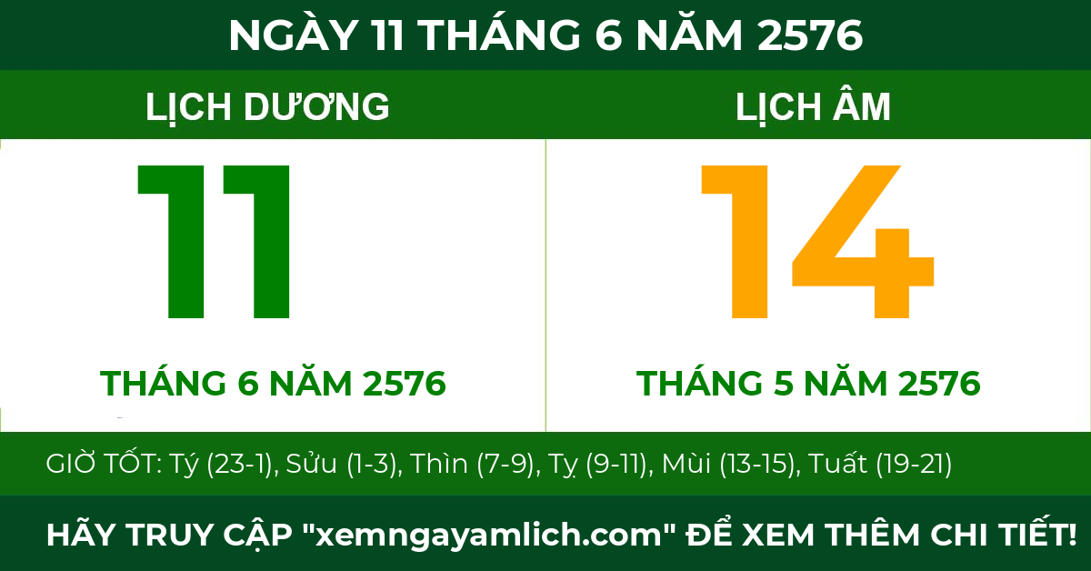 lịch âm ngày 11 tháng 6 năm 2576