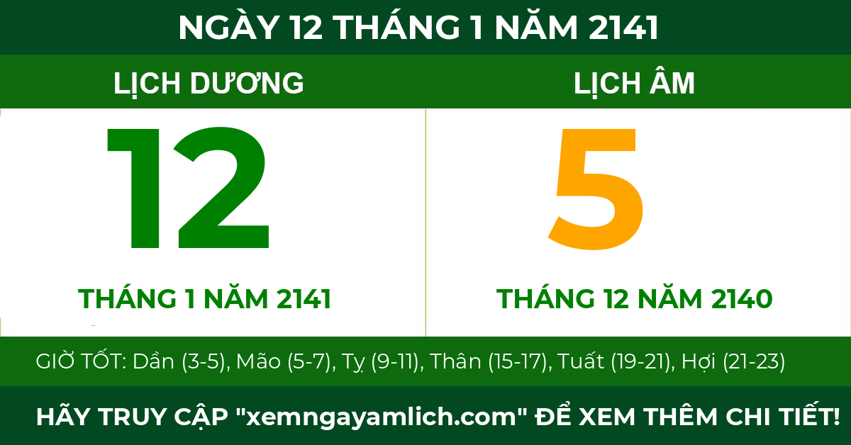 lịch âm ngày 12 tháng 1 năm 2141