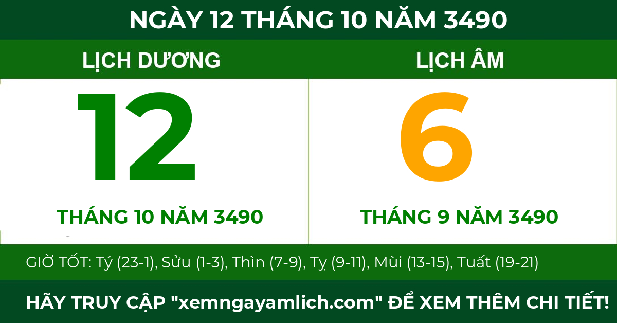 lịch âm ngày 12 tháng 10 năm 3490