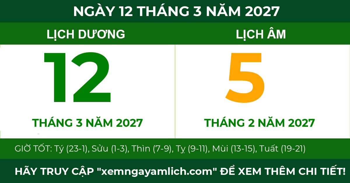 lịch âm ngày 12 tháng 3 năm 2027