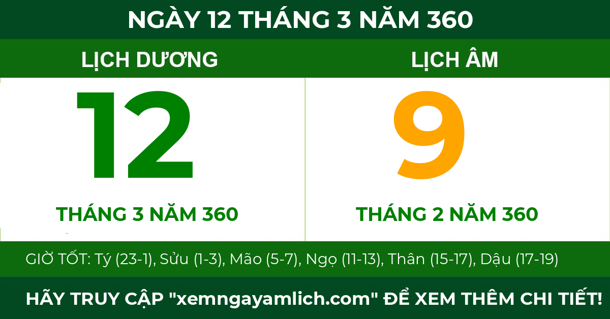 lịch âm ngày 12 tháng 3 năm 360
