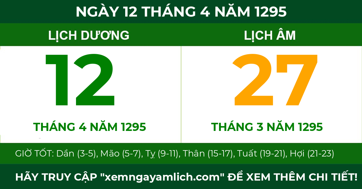lịch âm ngày 12 tháng 4 năm 1295