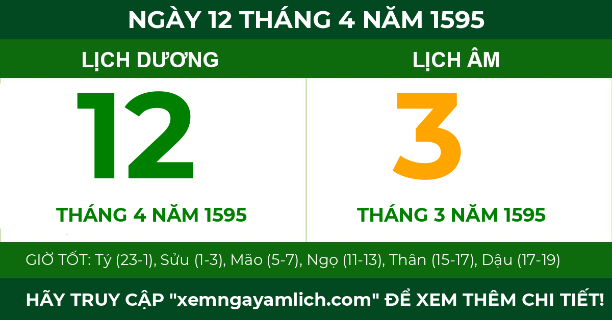 lịch âm ngày 12 tháng 4 năm 1595