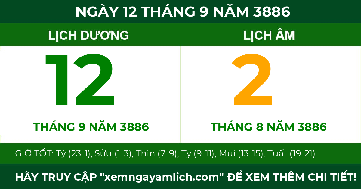 lịch âm ngày 12 tháng 9 năm 3886