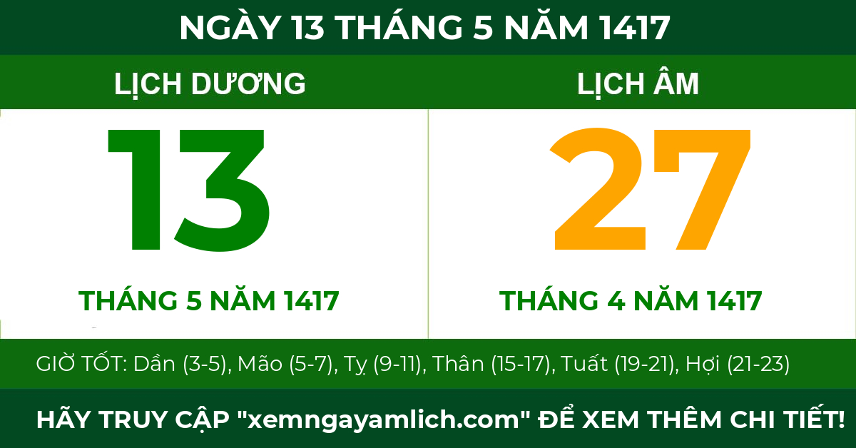 lịch âm ngày 13 tháng 5 năm 1417