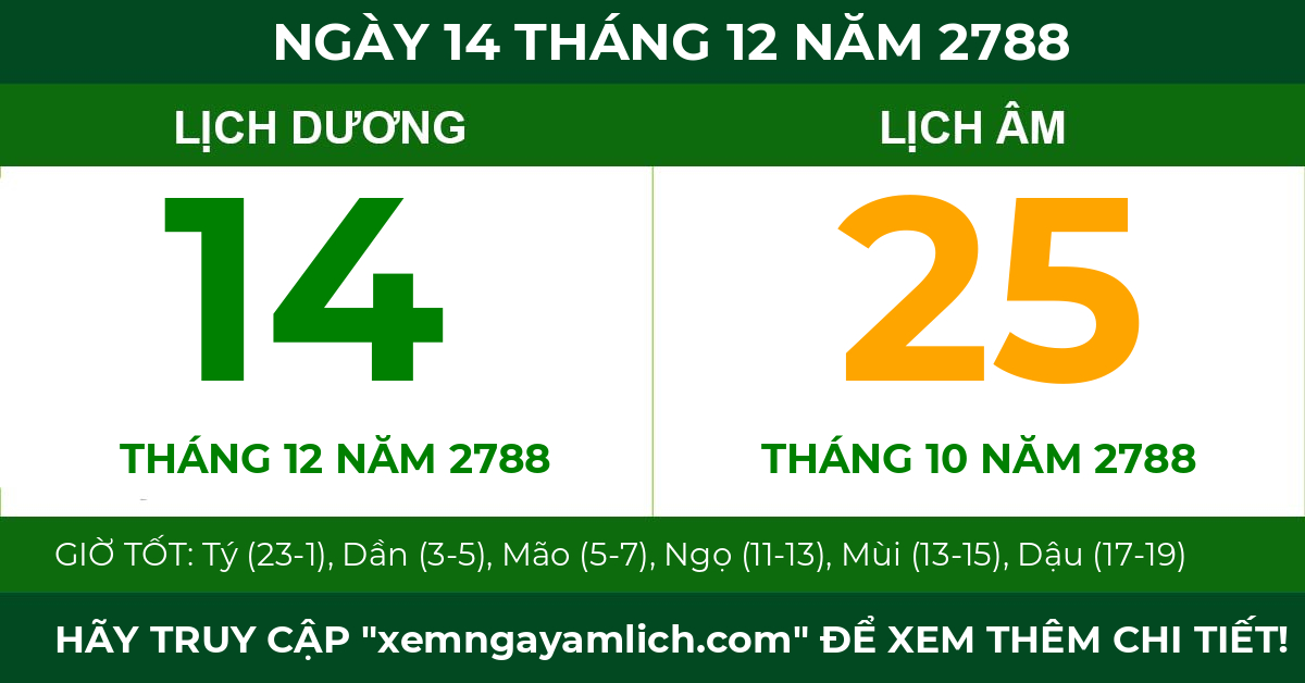 lịch âm ngày 14 tháng 12 năm 2788