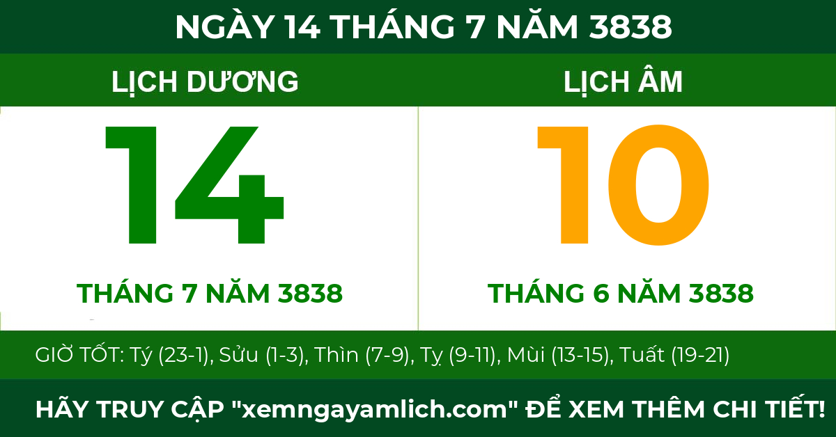 lịch âm ngày 14 tháng 7 năm 3838