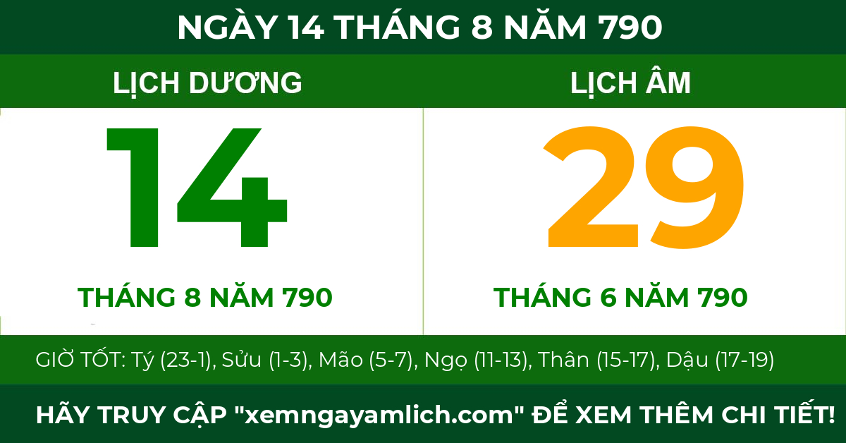 lịch âm ngày 14 tháng 8 năm 790