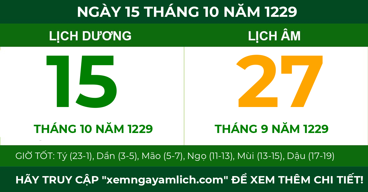 lịch âm ngày 15 tháng 10 năm 1229