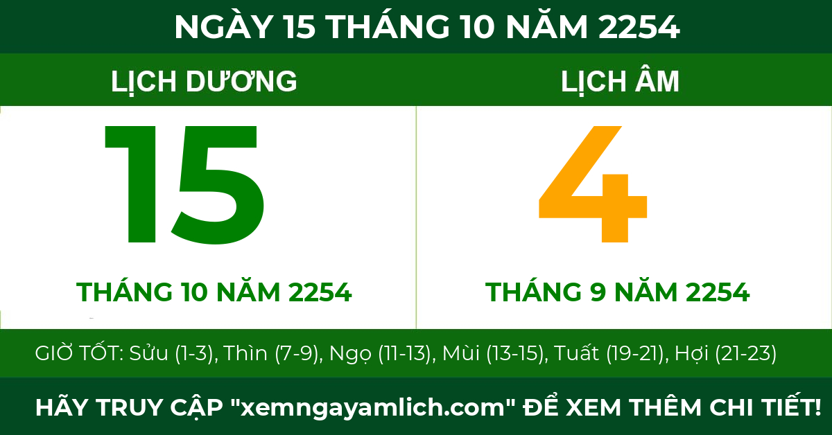 lịch âm ngày 15 tháng 10 năm 2254