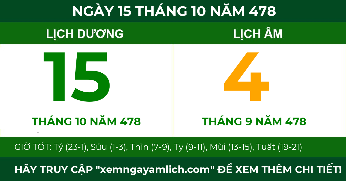 lịch âm ngày 15 tháng 10 năm 478