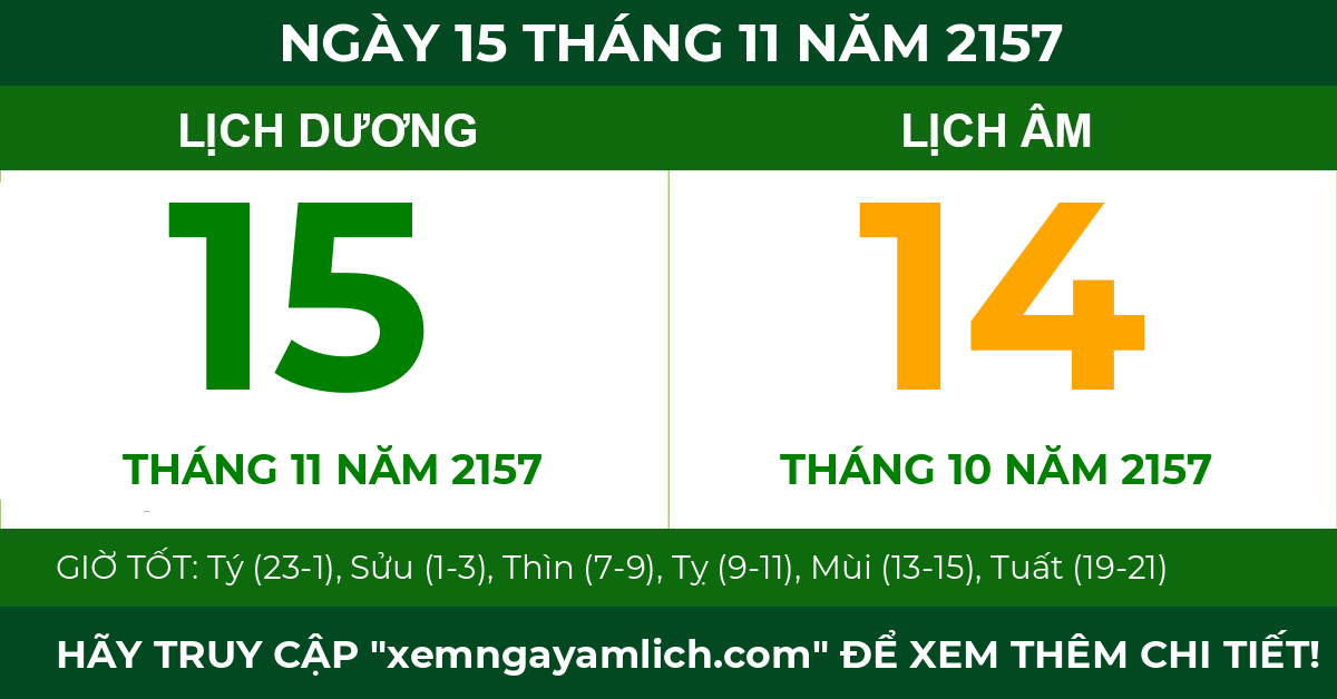 lịch âm ngày 15 tháng 11 năm 2157