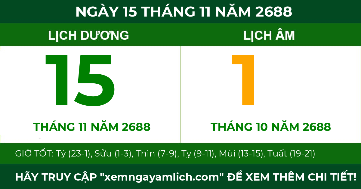 lịch âm ngày 15 tháng 11 năm 2688