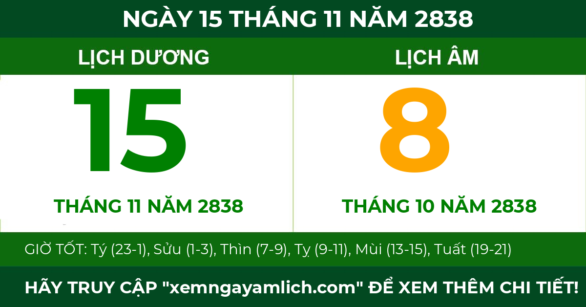 lịch âm ngày 15 tháng 11 năm 2838