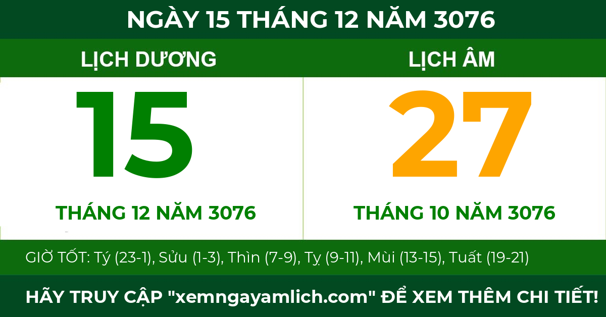 lịch âm ngày 15 tháng 12 năm 3076