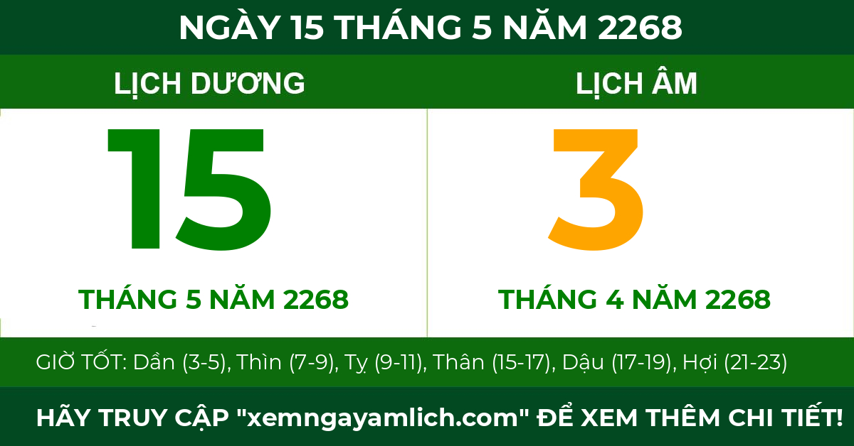 lịch âm ngày 15 tháng 5 năm 2268