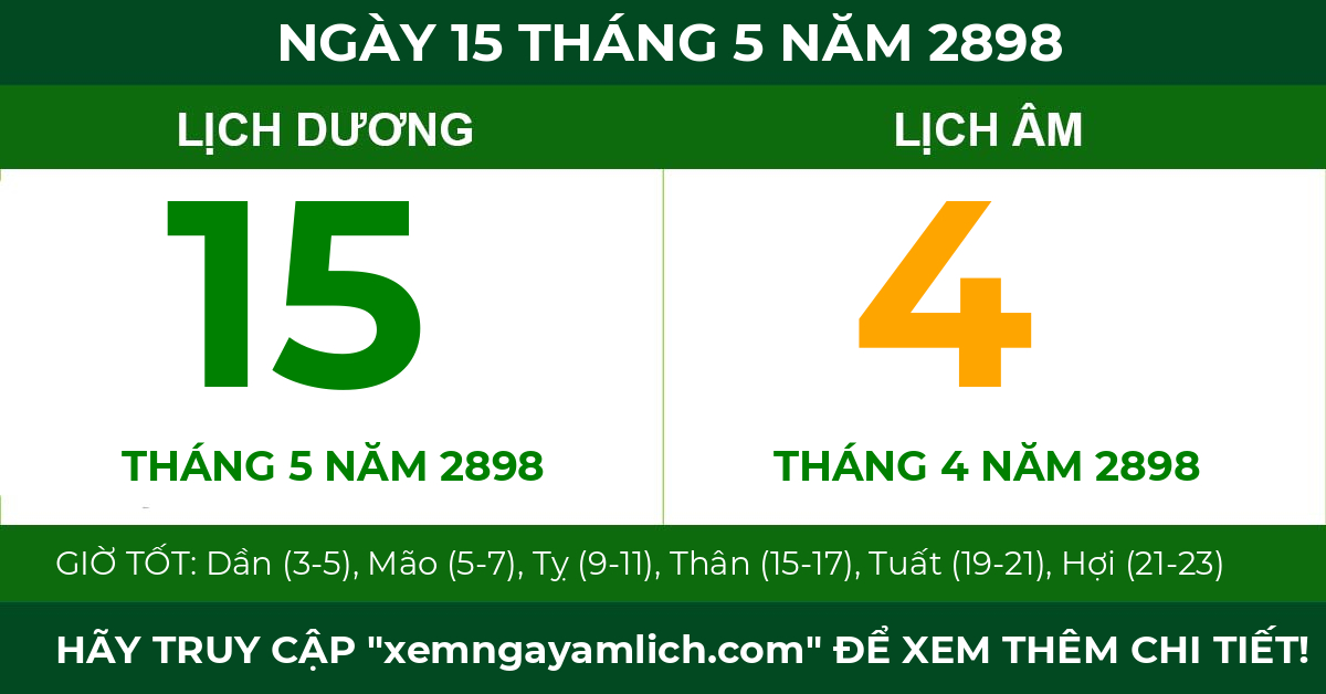 lịch âm ngày 15 tháng 5 năm 2898