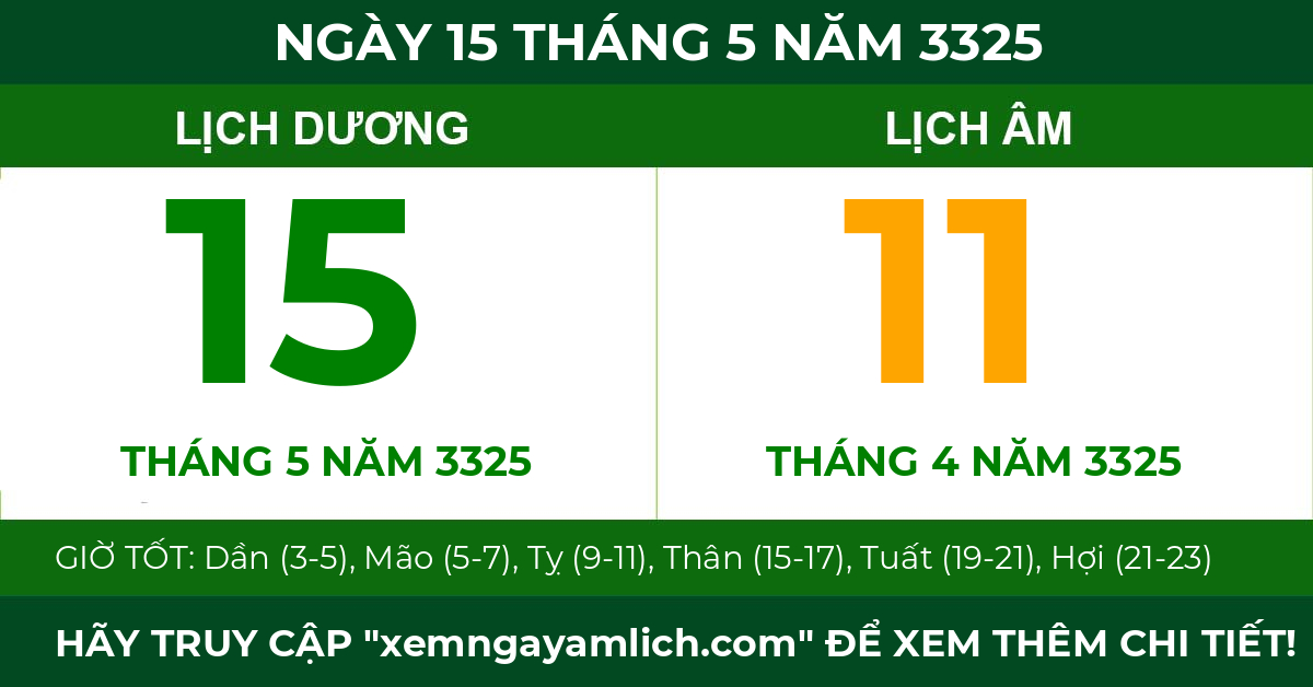 lịch âm ngày 15 tháng 5 năm 3325