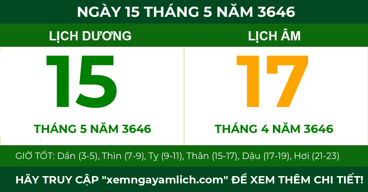 lịch âm ngày 15 tháng 5 năm 3646