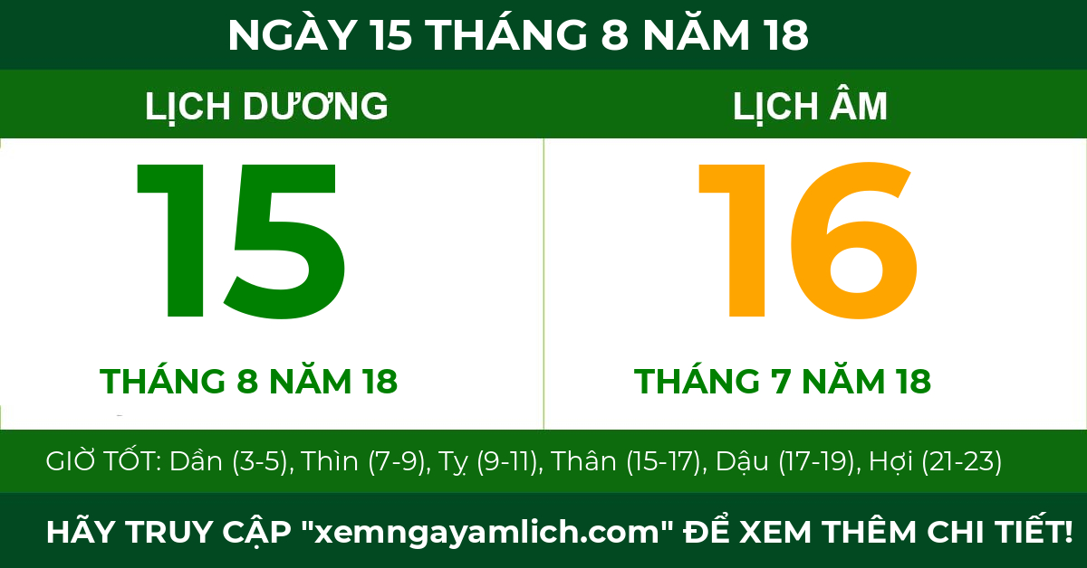 lịch âm ngày 15 tháng 8 năm 18