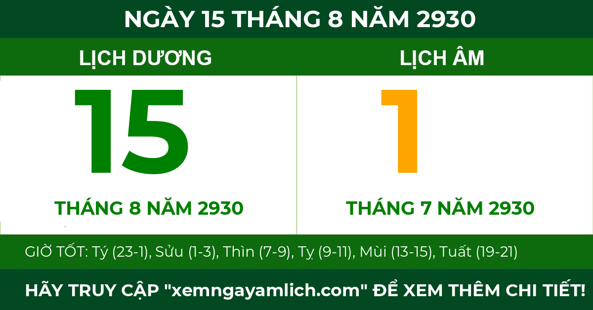 lịch âm ngày 15 tháng 8 năm 2930