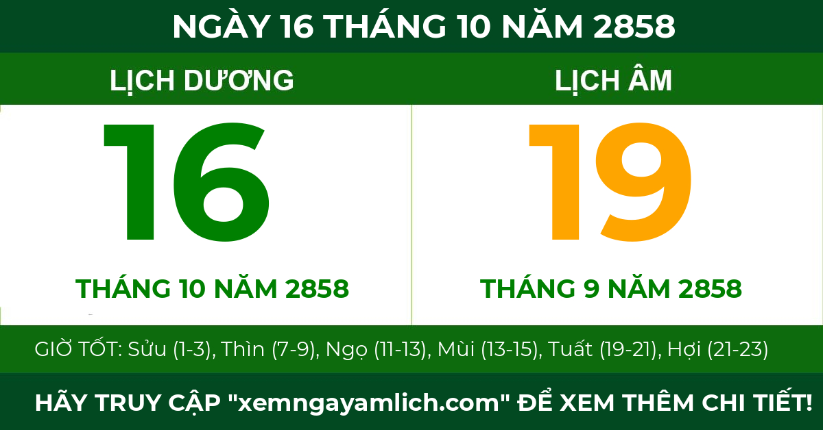lịch âm ngày 16 tháng 10 năm 2858