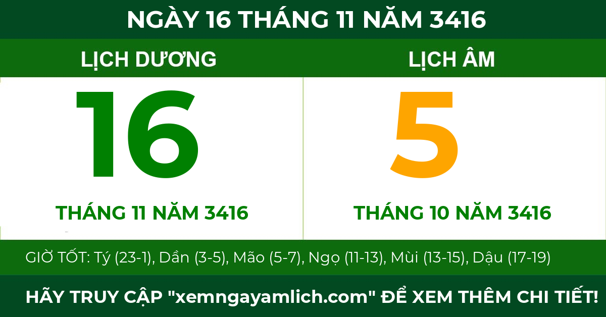 lịch âm ngày 16 tháng 11 năm 3416