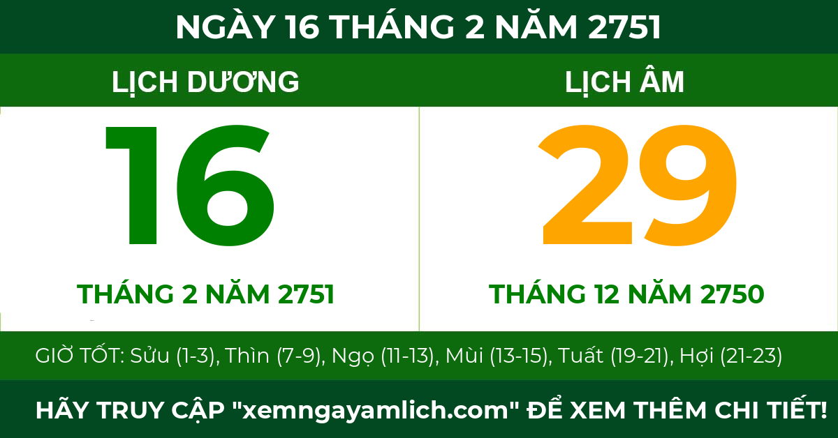 lịch âm ngày 16 tháng 2 năm 2751