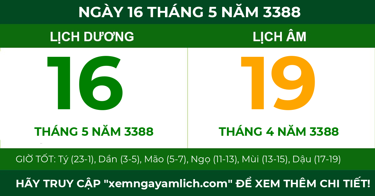 lịch âm ngày 16 tháng 5 năm 3388