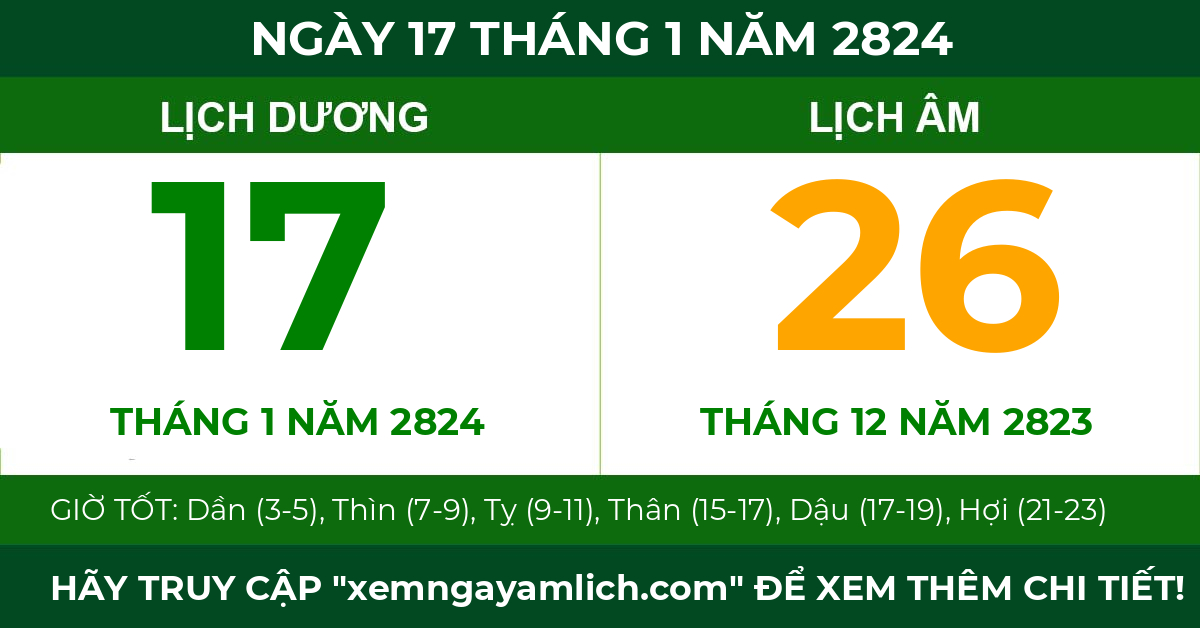 lịch âm ngày 17 tháng 1 năm 2824