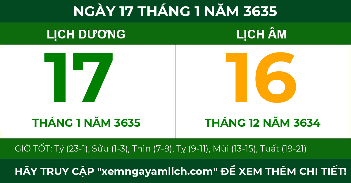 lịch âm ngày 17 tháng 1 năm 3635