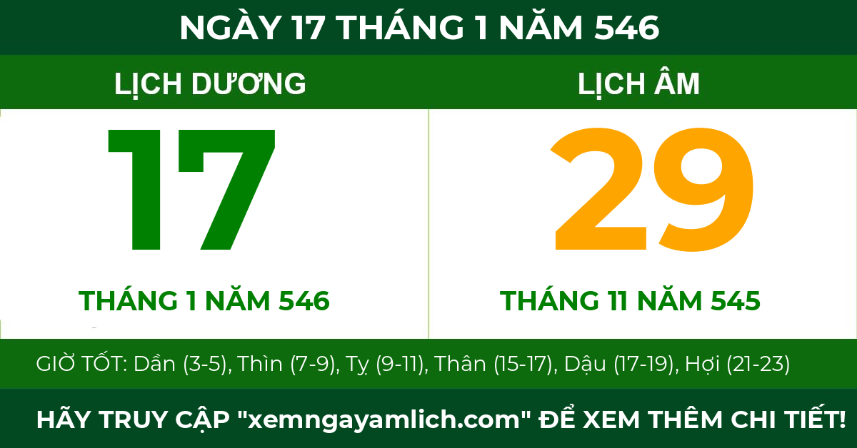 lịch âm ngày 17 tháng 1 năm 546