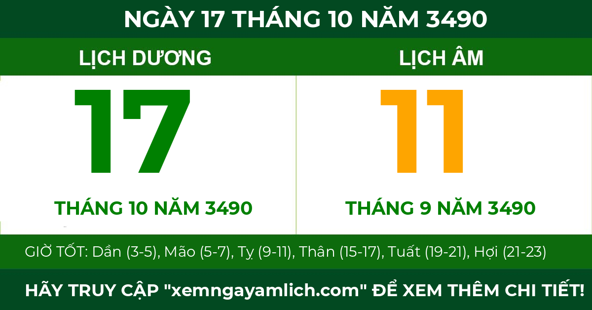 lịch âm ngày 17 tháng 10 năm 3490
